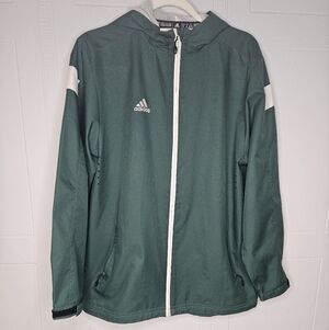 Adidas Climaproof Green and White Mesh Lined Windbreaker Jacket XL EUC